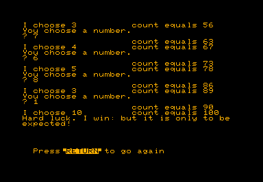 Count to 100 game screenshot for Commodore PET